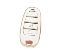 SK CUSTOM White TPU Gold Edge Smart Key Fob Case Protective Cover Compatible with Hyundai Tucson Solaris Sonata Hyundai Tucson Solaris Sonata Hybrid Nexo NX4 Santafe dn8 4 Buttons