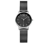 SK Fashion Women Watches Simple Jewelry Mesh Watchband Waterproof Minimalism Lady Wristwatch Black