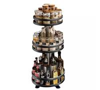 SK-GOODS 3-Tier 360° Rotating Spice Rack - Steel Lazy Susan Kitchen Organiser - Height Adjustable Revolving Spice Turntable for Pantry, Cabinet, Countertop & Bathroom Storage 60 X 25CM