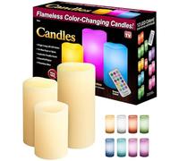 SK-GOODS 4PCS Flameless LED Candles with Remote & Timer, Colour Changing Flickering Wax Candles, Vanilla Scented Battery Operated Candles for Home, Wedding, Outdoor & Indoor Decor