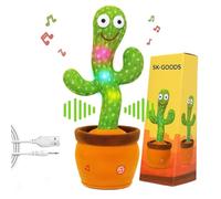 SK-GOODS Dancing Cactus Toy With Music & LED Lights Talking, Singing, Recording & Mimicking Plush Toy For Babies Kids - Interactive Educational Birthday XMAS Gift For Boys & Girls -Rechargeable