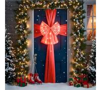 SK-GOODS Extra Large Deluxe Christmas Fabric Door Bow & Ribbon Full Wrap White LED Light Tradition Wedding XMAS Party Gifts Indoor Outdoor Front Door