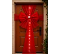 SK-GOODS Large Red Christmas Door Bow With LED Lights Deluxe Fabric Ribbon Wrap For Front Door Wedding Holiday Decor Festive Outdoor Indoor XMAS Decoration Gift Wrapping Style