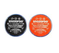 SK INFINITY | Classic Face and Body Paint 18 ml Professional Water Based, Single Cake Makeup Supplies for Adults, Kids (BLACK & ORANGE)