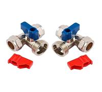 SK INFINITY | Washing Machine Tee Valve 15mm X 15mm X 3/4" Supplied Read & Blue Handles Lever tap (2 - Pack Tee Valve)