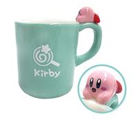 SK Japan Kirby Mug: Cute Laid back Kirby On Handle: Green, Lollipop Mark, H 4.33 x W 4.13 x L 2.95"