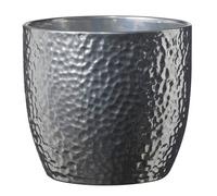 Sk Kiruna Brushed Silver Effect Ceramic Plant Pot (Dia) 14Cm