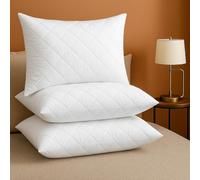 SK MERCHANDISE 2 Pack Hotel Quality with Quilted Cover- Premium Filled Pillows for Side, Stomach and Back Sleeper, Down Alternative Bed Pillow-Soft Hollow-Fiber Hotel Pillows