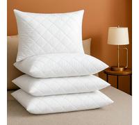 SK MERCHANDISE 4 Pack Hotel Quality with Quilted Cover- Premium Filled Pillows for Side, Stomach and Back Sleeper, Down Alternative Bed Pillow-Soft Hollow-Fiber Hotel Pillows