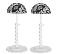 SK-QACD Wig Stand 2 Pcs Adjustable Height Portable Wigs Holder Stands Non-Slip Plastic Wig Head Stand for Multiple Wigs and Hats Styling Drying Display (Black)