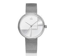 SK SHENGKE Female Mesh Watches Simple Face Stainless Steel Back Case Fashion Ladies Wristwatch (K0105-Silver)