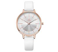SK SHENGKE Ladies Watches Round Women Watches Waterproof Leather Band Small Quartz Analog Fashion Watches (K8064-Brown)