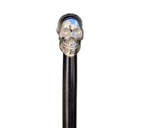SK & SONS Black Wooden Walking Cane with Silver Skull Handle Solid Brass Head Stick Gothic Style Walking Stick for Men Unique Gift for Him Seniors Canes with Detachable Brass Handle Decorative Cane