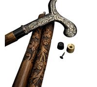SK & SONS Handmade Brown Men-Women-Old People Solid Stylish Wooden Carved Walking Canes Walking Stick Brass Handle