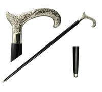 SK & SONS Solid Brass Chrome Head Handle Vintage Style Black Wooden Walking Sticks for Men Women Seniors Wooden Canes with Detachable Brass Handle Decorative Cane Gifts