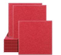 SK Studio 12 Pack Acoustic Panels Soundproof Padding High Density Flame Retardant Bevled Edge Sound Panel for Wall Decoration Red 12"x12"x0.4"