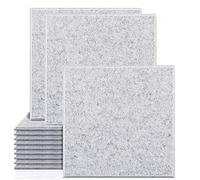 SK Studio 12 Pack Acoustic Panels Soundproof Padding High Density Flame Retardant Bevled Edge Sound Panel for Wall Decoration Grey 12"x12"x0.4"