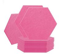 SK Studio 12 Pack Hexagon Acoustic Panels, 12 x 10 x 0.4 inches Sound Absorbing Panels Acoustical Wall Panels for Recording Studio, Office, Home Studio Pink