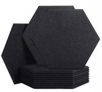 SK Studio 12 Pack Hexagon Acoustic Panels, 12 x 10 x 0.4 inches Sound Absorbing Panels Acoustical Wall Panels for Recording Studio, Office, Home Studio Black