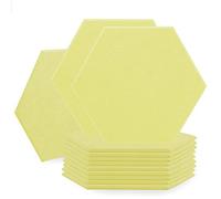 SK Studio 12 Pack Hexagon Acoustic Panels, 12 x 10 x 0.4 inches Sound Absorbing Panels Acoustical Wall Panels for Recording Studio, Office, Home Studio Light Yellow