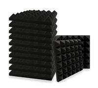 SK Studio 12 PACK Pyramid Acoustic Home Studio KTV Soundproof Treatment Paint Pads Accessories Foam Wall Panel Tiles 11.8"x11.8"x2", Black