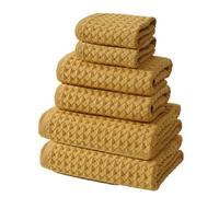 SK Studio 6 Piece Bath Towels Set, Cotton Hotel Large Waffle Bath Towels Absorbent Quick Dry with 2 Bath Towels, 2 Hand Towels, 2 Washcloths for Bathroom Spa Yellow