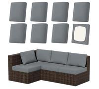 SK Studio 8Pcs Outdoor Cushion Covers Waterproof, Stretch Cushion Covers Replacement for Patio, Sofa Couch Furniture Protector Slipcovers Set, Grey