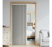 SK Studio Accordion Style Magnetic Folding Door Curtains for Doorways, Room Divider Pleated Drapes with Hooks for Closet, Bedroom, Living Room, 1 Panel, Grey, 39" W x 79" L