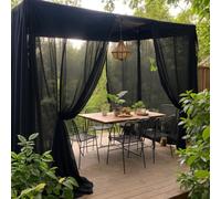 SK Studio Black Outdoor Sheer Curtains for Patio Waterproof 2 Panels Sheer Curtains Privacy Mesh Net Outside Curtains Rod Pocket for Gazebo, Porch, Pergola, 63W x 120L