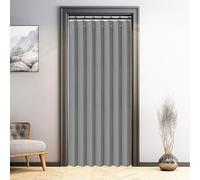 SK Studio Blackout Door Curtains for Doorway, Accordion Thermal Insulated Privacy Folding Closet Curtains Waterproof Room Divider for Living Room Bathroom, 1 Panel, Grey, 55W x 79L