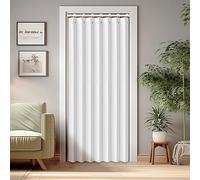 SK Studio Blackout Door Curtains for Doorway, Accordion Thermal Insulated Privacy Folding Closet Curtains Waterproof Room Divider for Living Room Bathroom, 1 Panel, White, 44W x 78L