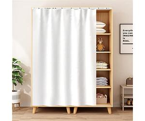 SK Studio Cabinet Curtains for Shelves, Privacy Closet Curtain Dust-Proof Window Shades for Kitchen Storage Room, No Tools No Drill White, 39" W x 79" H
