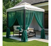 SK Studio Dark Green Outdoor Sheer Curtains for Patio Waterproof 1 Panel Sheer Curtains Privacy Screen Mesh Net Outside Curtains Rod Pocket for Gazebo, Porch, Pergola, 63W x 84L