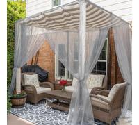 SK Studio Grey Outdoor Sheer Curtains for Patio Waterproof 1 Panel Sheer Curtains Privacy Screen Mesh Net Outside Curtains Rod Pocket for Gazebo, Porch, Pergola, 63W x 84L