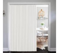 SK Studio Magnetic Folding Door Curtains Accordion Style Closet Curtains Room Divider Pleated Drapes with Hooks for Office Bathroom Bedroom Doorway, 1 Panel, White, W44 x L77