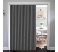 SK Studio Magnetic Folding Door Curtains Accordion Style Closet Curtains Room Divider Pleated Drapes with Hooks for Office Bathroom Bedroom Doorway, 1 Panel, Dark Grey, W44 x L77