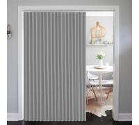 SK Studio Magnetic Folding Door Curtains Accordion Style Closet Curtains Room Divider Pleated Drapes with Hooks for Office Bathroom Bedroom Doorway, 1 Panel, Grey, W44 x L77