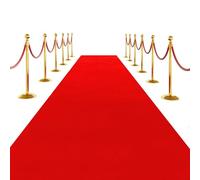 SK Studio Red Carpet Runner Rug for Party, 3 x 33 ft Felt Aisle Runner with Carpet Tape Stage Door Entrance Cover for Movie Theme Party Wedding Decoration