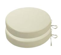 SK Studio Round Outdoor Chair Cushions for Patio Furniture, Set of 2 Waterproof Patio Chair Cushion with Adjustable Ties for Garden Sofa Couch, Beige, 20"x20"x2"