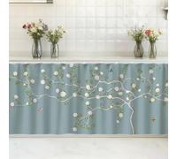 SK Studio Short Curtains for Kitchen, Cabinet Shelf Dust-Proof Blackout Tier Cafe Curtain Under Sink Skirt for Bathroom Laundry Room Style 2, 23.6" W x 31.5" H