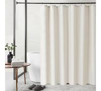 SK Studio Small Stall Shower Curtain, Half Size Narrow Linen Fabric Shower Curtains for Chic Modern Farmhouse Country Bathroom Decor Beige, 39x71 Inch