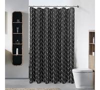 SK Studio Stall Fabric Shower Curtain, Waffle Small Cloth Shower Curtain Narrow Hotel Luxury Shower Curtain Set with Metal Hooks for Bathroom Black 1, 36x72 Inch