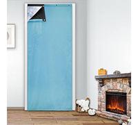 SK Studio Thermal Insulated Door Curtain, Waterproof Noise Reduction Doorway Curtain Cold Protection Screen Door for Patio, Air Conditioner Room Light Blue