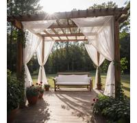 SK Studio White Outdoor Sheer Curtains for Patio Waterproof 1 Panel Sheer Curtains Privacy Mesh Net Outside Curtains Rod Pocket for Gazebo, Porch, Pergola, 63W x 120L