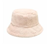 SK Studio Winter Faux Fur Bucket Hat for Women Men Fluffy Warm Hat Soft Fisherman Cap, Cream
