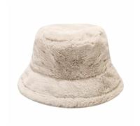 SK Studio Winter Faux Fur Bucket Hat for Women Men Fluffy Warm Hat Soft Fisherman CapBeige