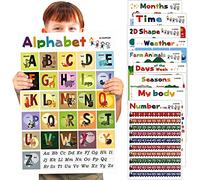 SK SUPKER 18 Educational Preschool Posters for Toddler Kids Classroom Learning Decorations Nursery Homeschool Kindergarten Playroom Teaching Poster with Glue Point Dot 17x11inch (English Style)
