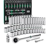 SK Tools USA 1/2" Drive, 52 Piece, 6 Point, Standard & Deep, SAE & Metric Chrome Socket Set | SK01314-216P
