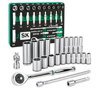 SK Tools USA 1/4" Drive, 52 Piece, 6 Point, Shallow & Deep, SAE & Metric Chrome Socket Set | SK01300-216P