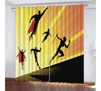 SK-YBB Anime Heroes Thermal Insulated Room Darkening Curtains Blackout Curtains 66" x 72" Superman for Children and Adultes Bedroom 2 Panels with Eyelet